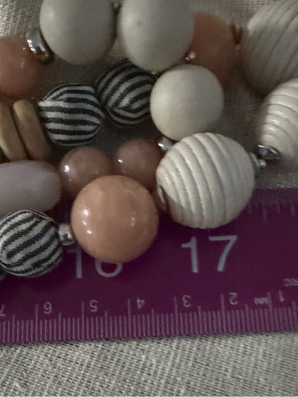 Women's Navy Rope Necklace with Neutral Beads - Picture 5 of 5